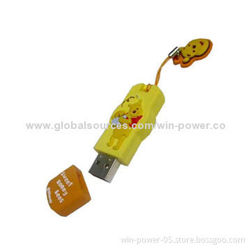 USB Flash Drive, Made of PVC/Rubber Material with Capacity of 64MB to 64GB